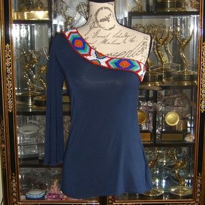 NWOT BOSTON PROPER ONE SHOULDER BEADED TOP S
